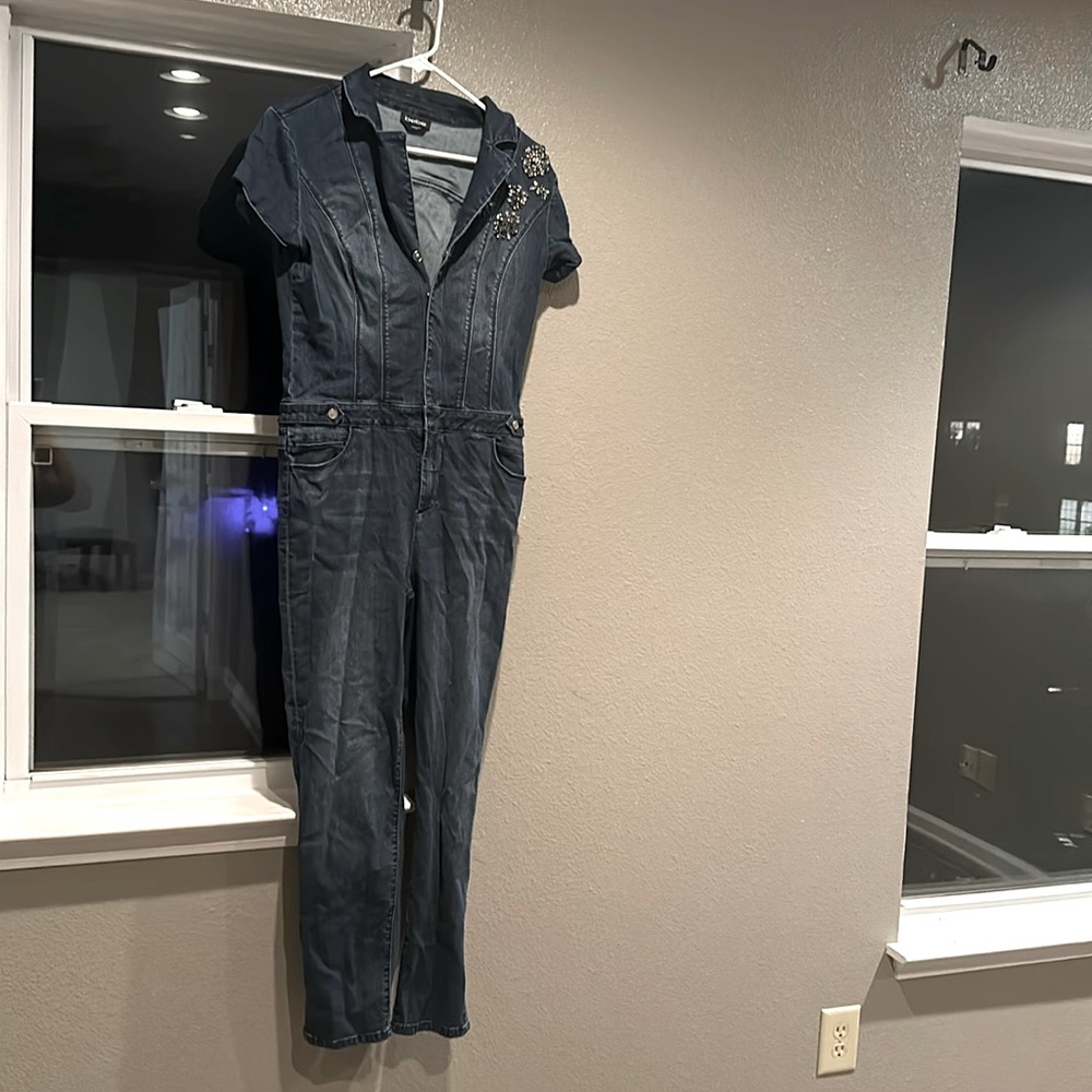 SLIM LEG DENIM JUMPSUIT